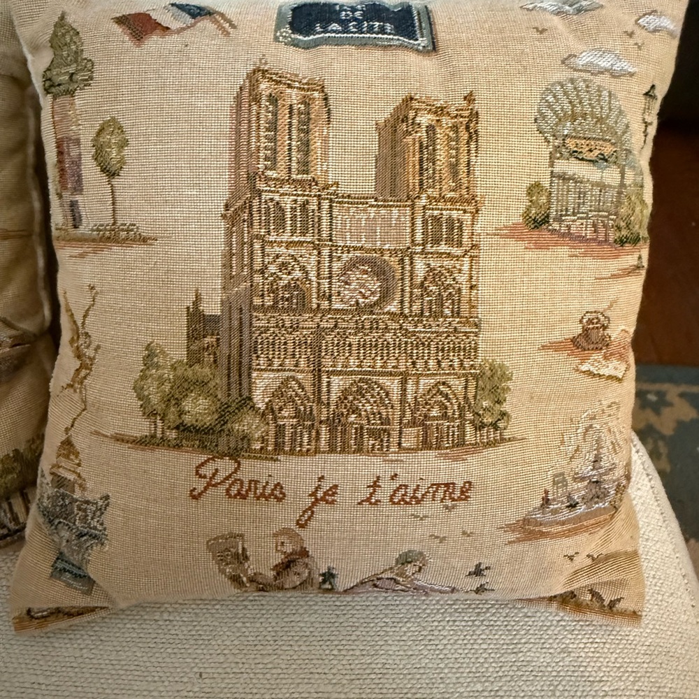 Goblys Parisian Set of 3  Tapestry Pillows.